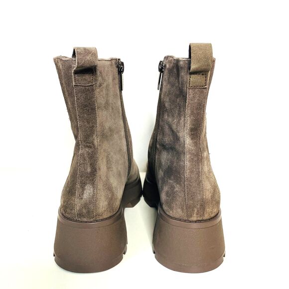 New Vince Camuto Neframes Brown Leather Suede Chunky Sole Side Zipper Bootie 8.5 - Picture 5 of 9